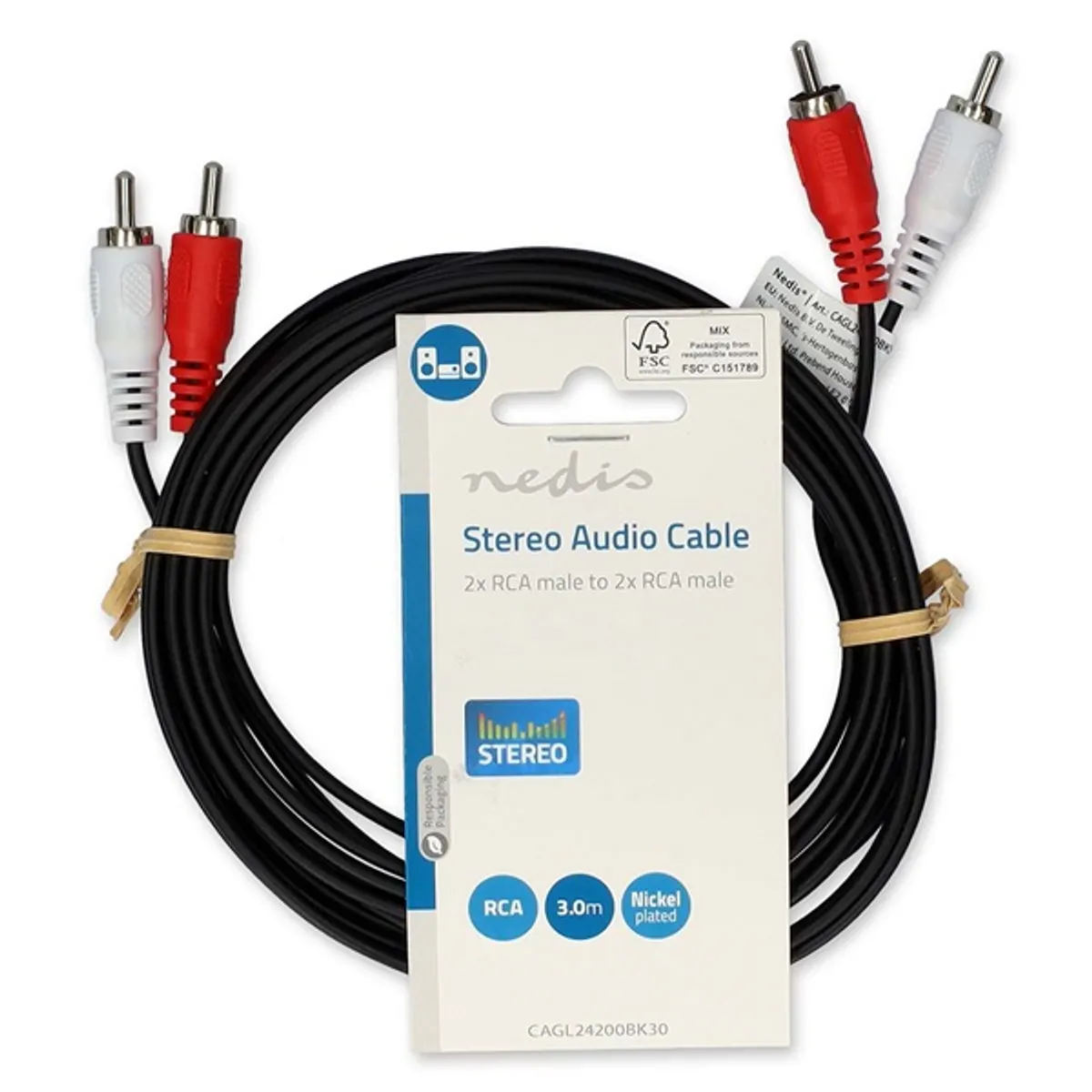 NEDIS CAGL24200BK30 sztereo RCA-kábel 2x RCA dugó hossz 3m #3