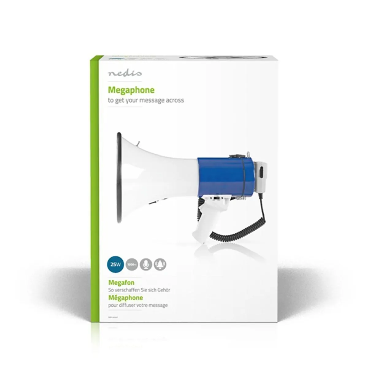 NEDIS meph200wt megafon hatótávolság 1500 m 25 W RMS beépített sziréna vállpánt levehető mikrofon #6