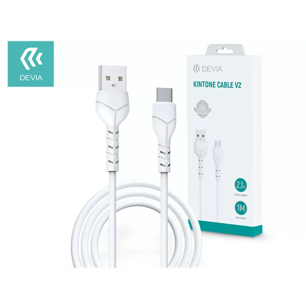 Devia ST351136 Kintone V2 USB-A USB-C adat- és töltőkábel 1m fehér #1