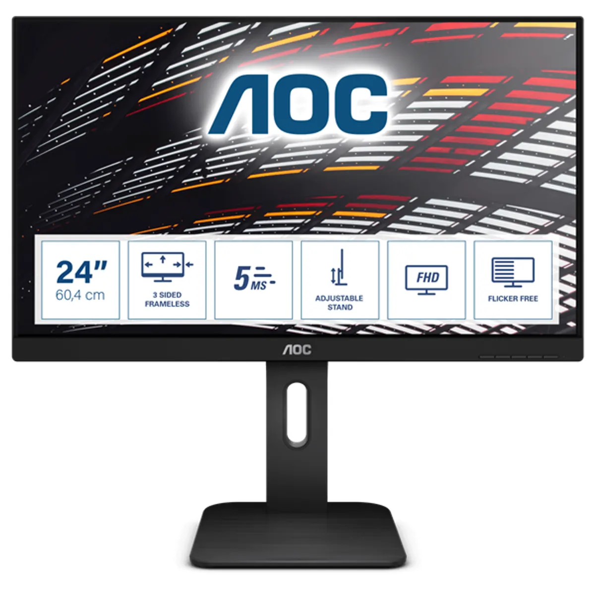 AOC 24P1 24P1 IPS 23.8" FHD 1920x1080 60Hz 5ms szegély nélküli HDMI DP DVI VGA 4x USB 3.0 beépített hangszóró VESA 100x100 Pivot #1