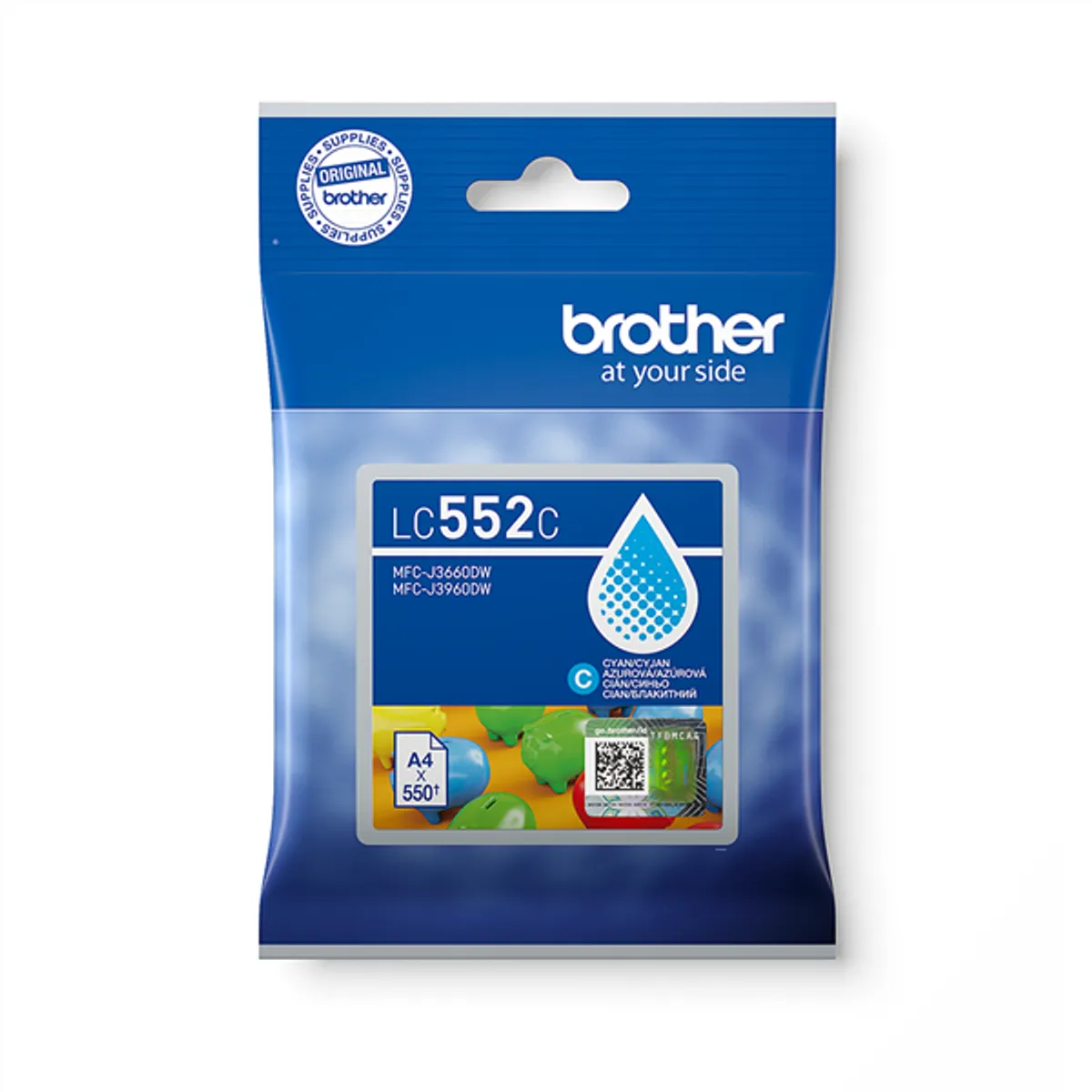 Brother LC552C tintapatron cián, pigment alapú tinta, 550 oldal, kompatibilis MFC-J3660DW, MFC-J3960DW #1