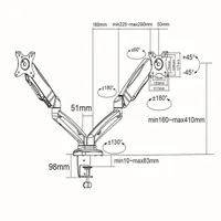 Nedis MMDOSGS110BK gázrugós asztali monitor tartó dupla 15"-32" fekete #6