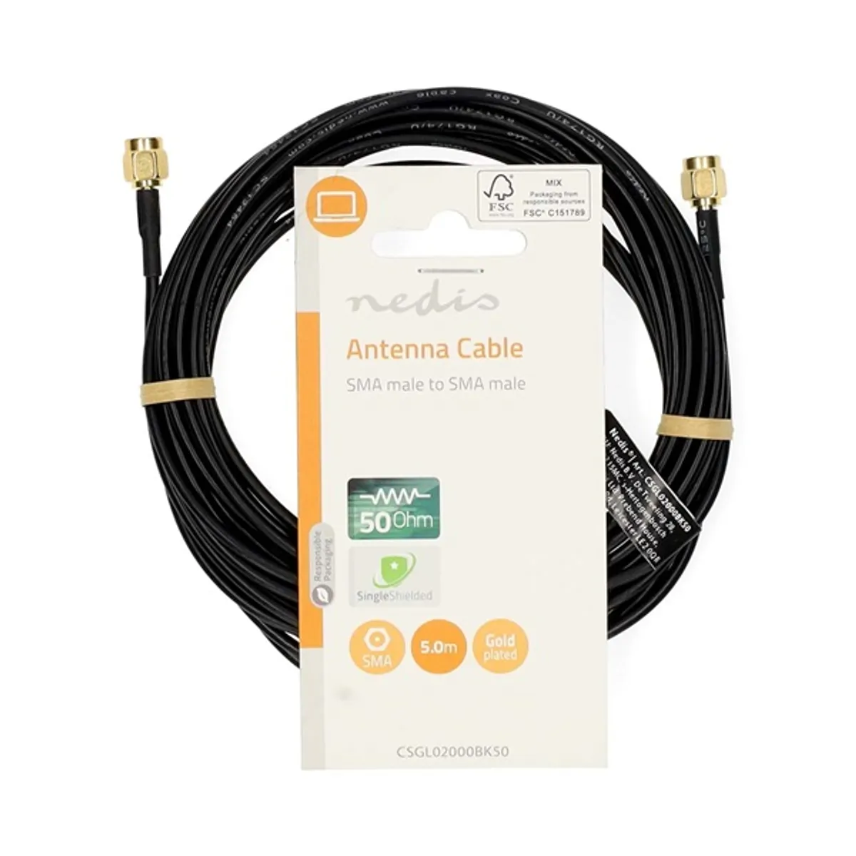Nedis CSGL02000BK50 SMA kábel aranyozott 50 Ohm árnyékolt 5 m #3
