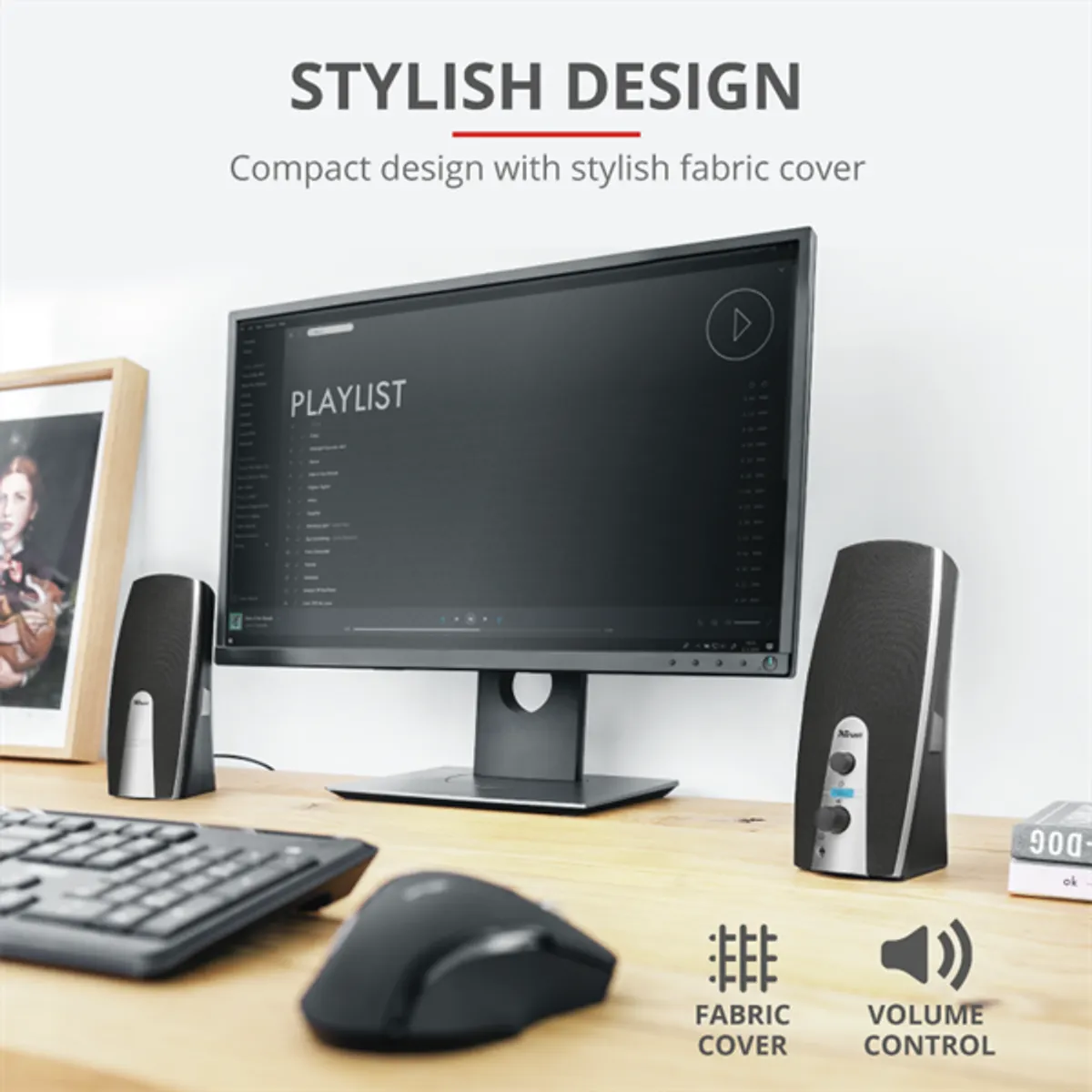 Trust 16697 MiLa 2.0 Speaker Set 5W RMS USB táplálású előlapi fejhallgató-csatlakozó 3,5 mm jack fekete-ezüst #7