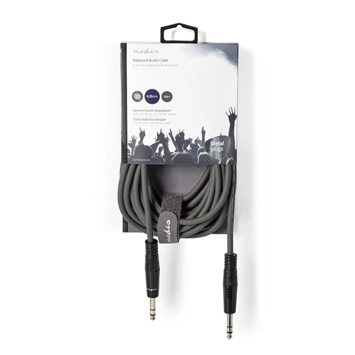 Nedis COTH23020GY50 félprofi audio kábel, 2 x 6,35mm sztereo jack dugó, 5m, rugalmas #3