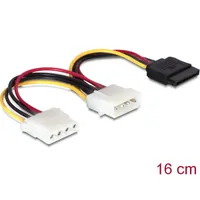 Delock 60103 SATA HDD tápkábel Molex 4pin apa és 4pin anya, 15 tűs SATA