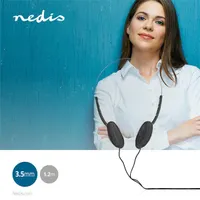 Nedis HPWD1101BK fejhallgató 27 mm-es mélyhangszóró 3,5 mm sztereó jack 1,2 m #6