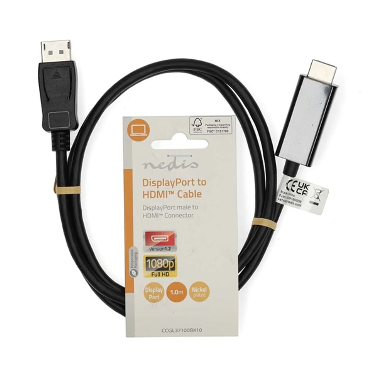 NEDIS CCGL37100BK10 DisplayPort-HDMI kábel 1 m DP 1.2 fekete #3