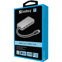 Sandberg 136-41 USB-C 4-portos hub 10 Gbit adatátvitel 15 cm kábel alumínium tokozás DC tápegység opcionális #2