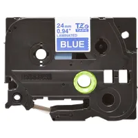 Brother TZE555 laminált címkéző szalag 24mm 8m fehér felirat kék alapon #2