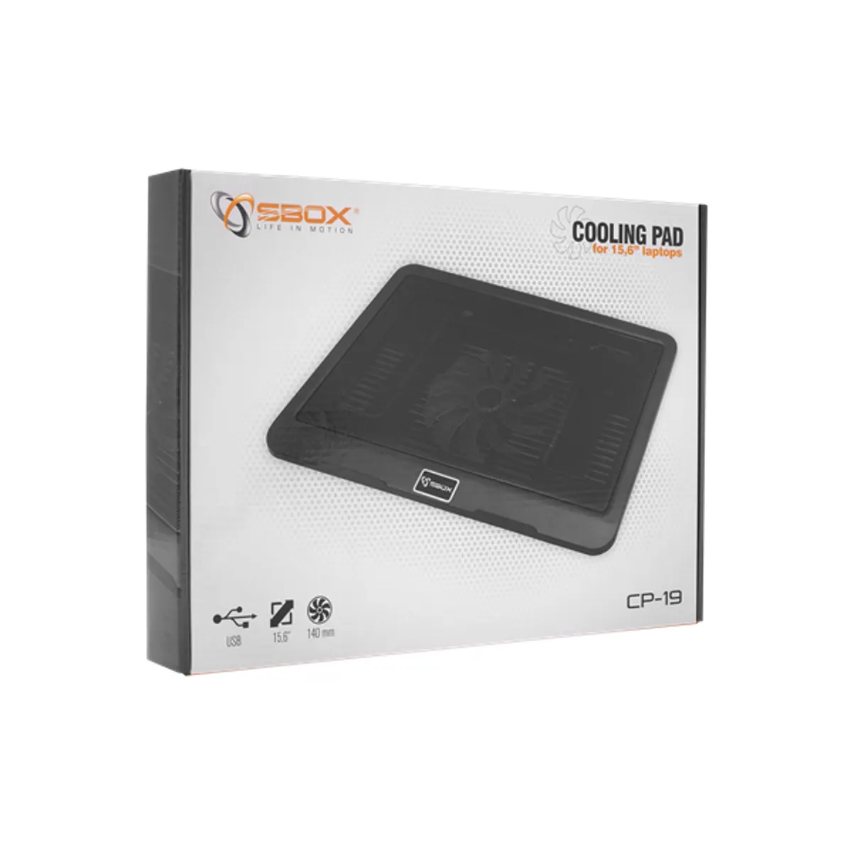 SBOX CP-19 Notebook hűtőpad 15,6" 1x140 mm ventilátor USB hub állítható dőlésszög fekete #6