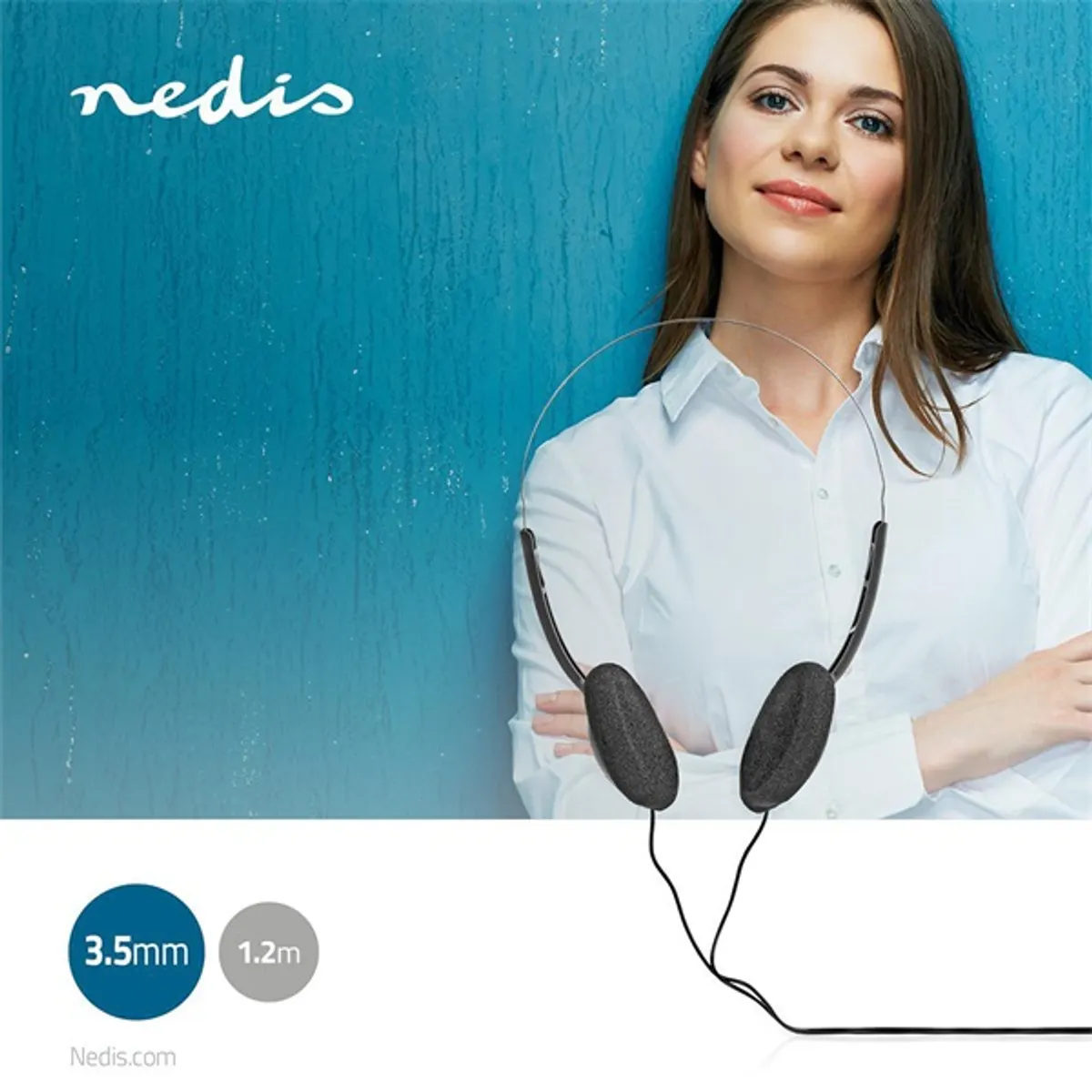 Nedis HPWD1101BK fejhallgató 27 mm-es mélyhangszóró 3,5 mm sztereó jack 1,2 m #6