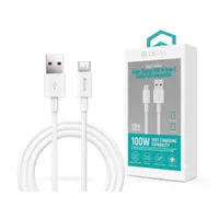Devia ST344602 Shark SuperCharge USB-A to USB-C töltő- és adatkábel 1,5 m fehér 5A TPE
