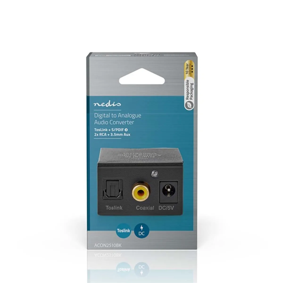 Nedis ACON2510BK digitális audiokonverter TosLink bemenet RCA digitális bemenet 3,5 mm kimenet 2x RCA kimenet integrált erősítő 24 bit 96 kHz #10