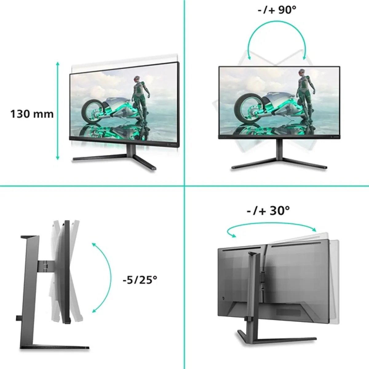 Phi Mon 27M2N3800A/00 27" ips uhd 3840x2160 1ms 320 hz hdr hdmi dp dönthető forgatható fali 100x100 állítható magasság 450 nit #7