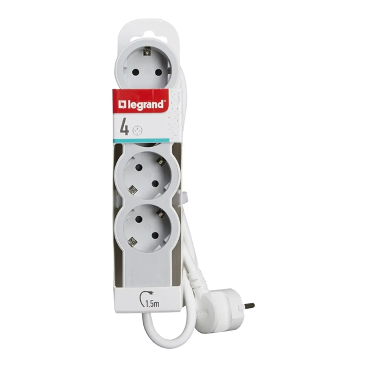 Legrand 694552 elosztó 4 aljzat 1,5 m fehér-szürke 45 fokos elforgatott 16 A 230 V #2