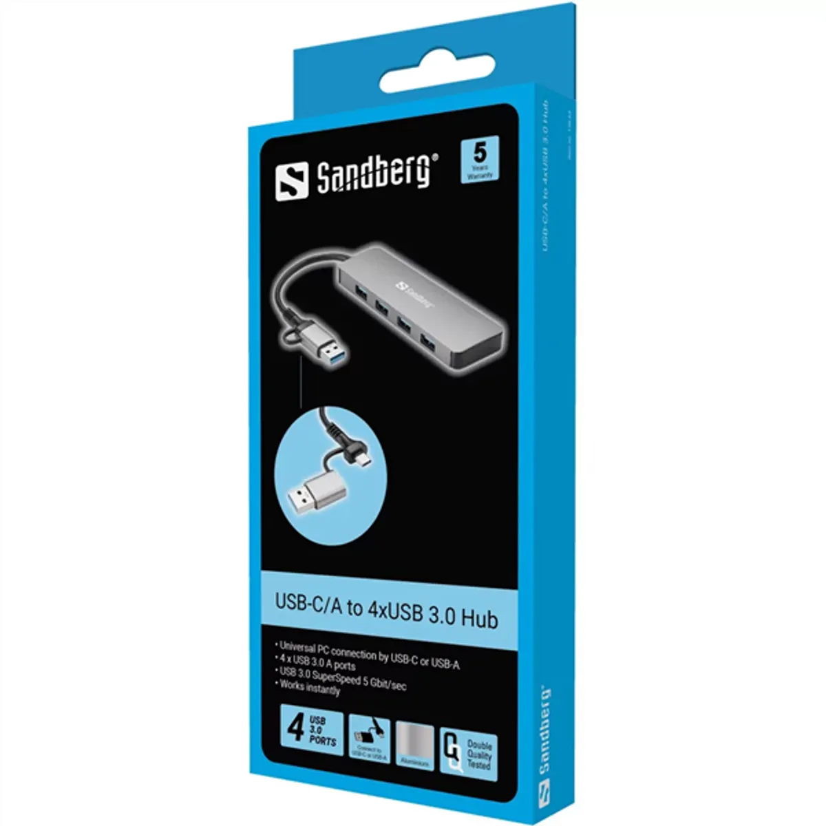 Sandberg 136-63 USB-C USB-A 4-portos USB 3.0 hub alumínium ház #3