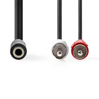 NEDIS CAGB22255BK02 3,5 mm aljzat RCA dugó x2 sztereó audiokábel 0,20 m fekete nikkelezett