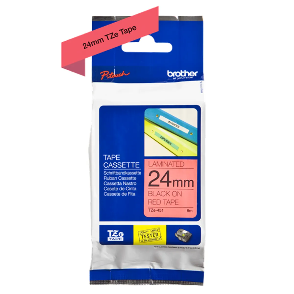 BROTHER TZE451 TZE451 laminált szalag piros alapon fekete 24mm x 8m #3