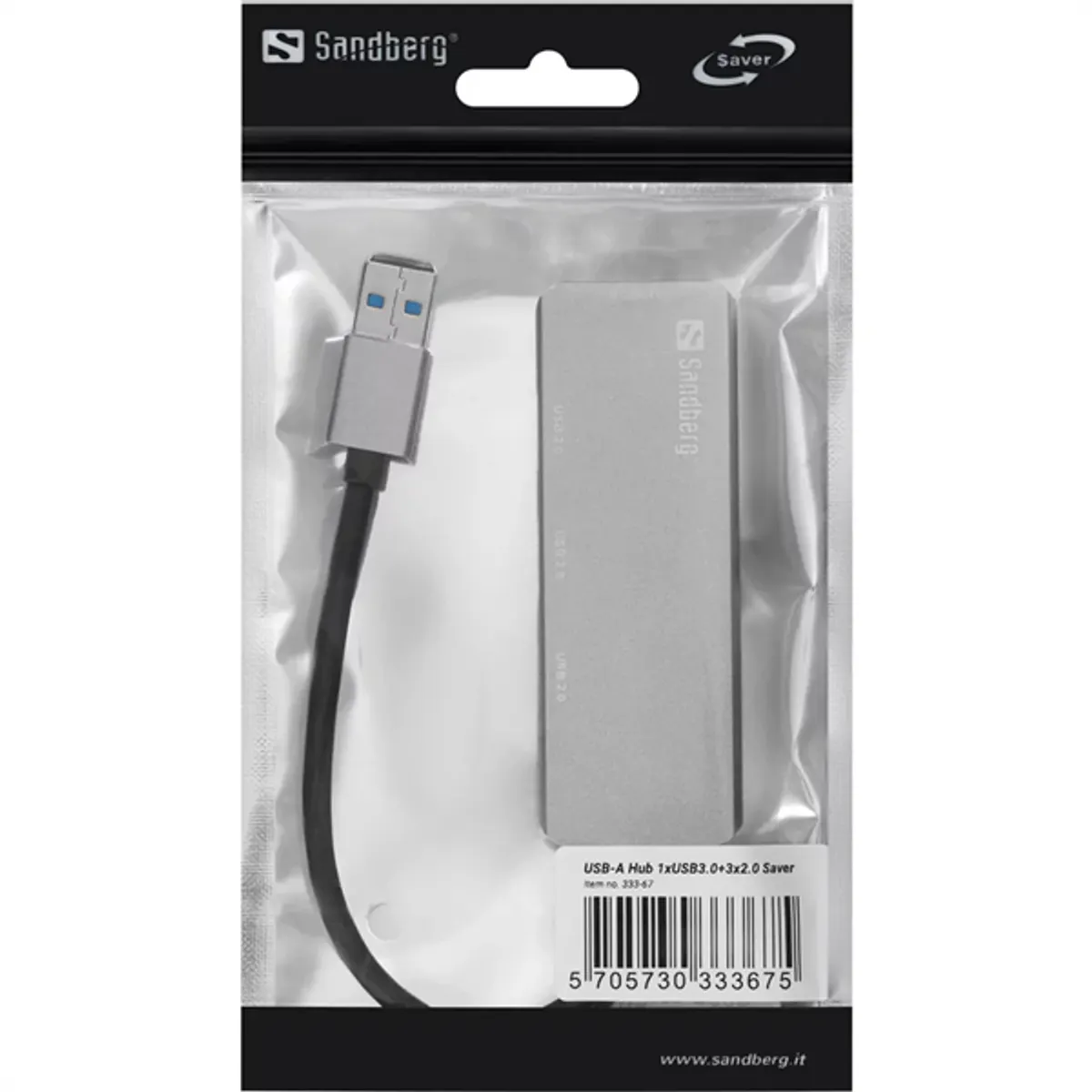 Sandberg 333-67 usb-a hub 4-portos usb 3.0 és usb 2.0 ezüst passzív #2