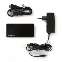 Nedis UHUBU3420BK USB hub 4 portos USB 3.0 külső tápellátás