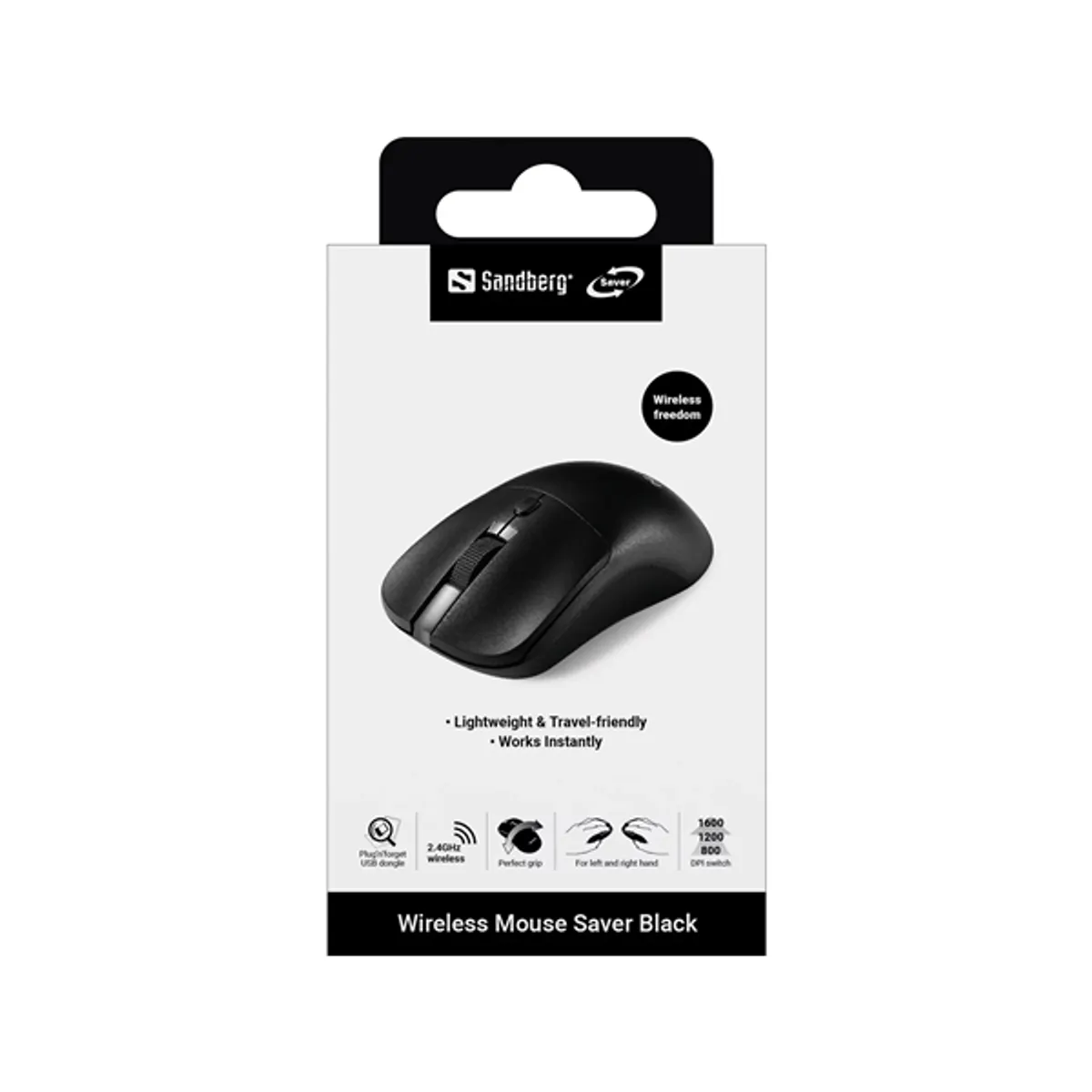 SANDBERG 331-04 wireless mouse saver 4 gomb 800 1200 1600 dpi 2,4 ghz usb-a vevő 10 m Windows 11 és Windows 10 macOS fekete #3
