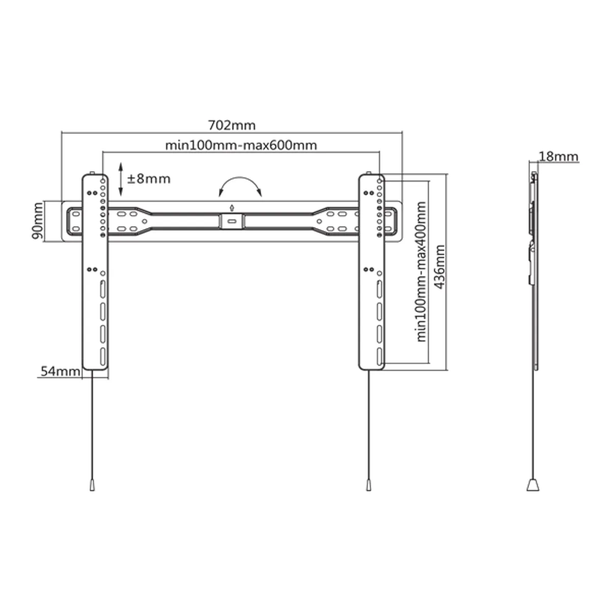 SBOX PLB-5746F fix fali konzol 37"-70" 35 kg VESA 200x200-600x400 fekete #6