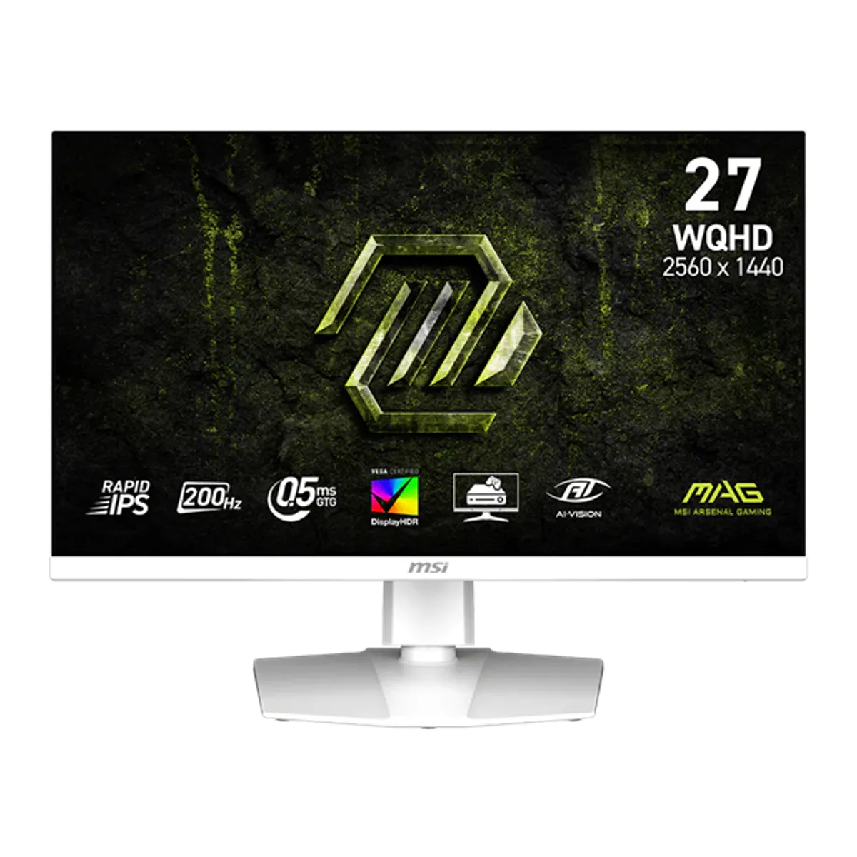 MSI dt 9S6-3CF99T-001 27" 2560x1440 ips panel játékmonitor 200 hz 0,50 ms hdr 16:9 fehér ves a 100x100 tilt pivot hdmi displayport #3