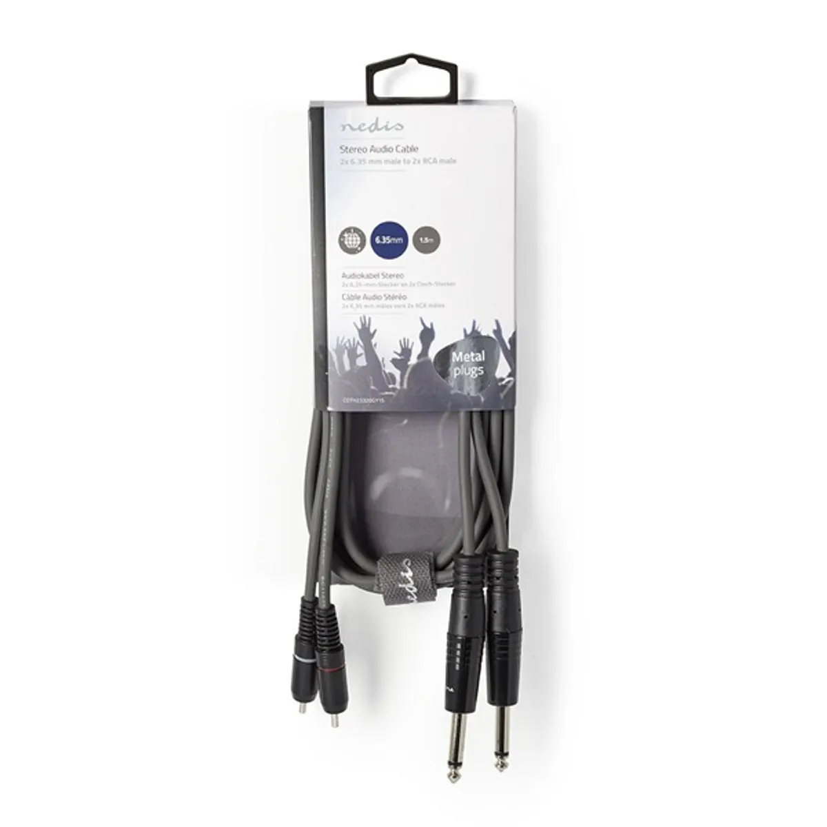 NEDIS COTH23320GY15 félprofi audio kábel, 2 x 6,35 mm mono jack - 2 x RCA, 1.5m sötét szürke #3