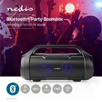 Nedis SPBB310BK Partymagnó Bluetooth 5.0 40 W RMS 120 W csúcs 3000 mAh IPX5 10 m hatótávolság USB AUX microSD fekete #4