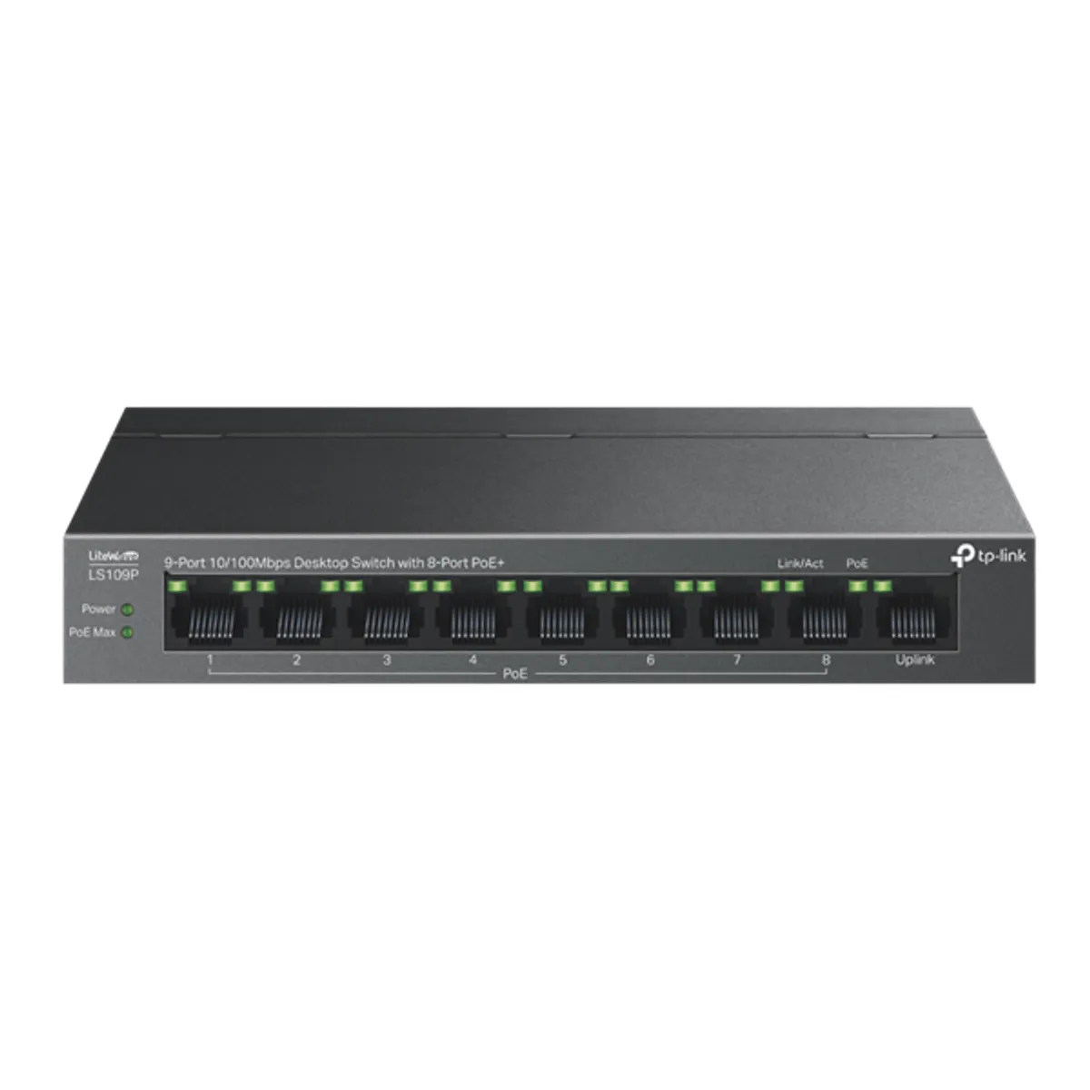 Tp-Link LS109P LiteWave 9-port 10-100 Mbps switch, 8 PoE-s portok, 1 nem PoE port, 63 W #1