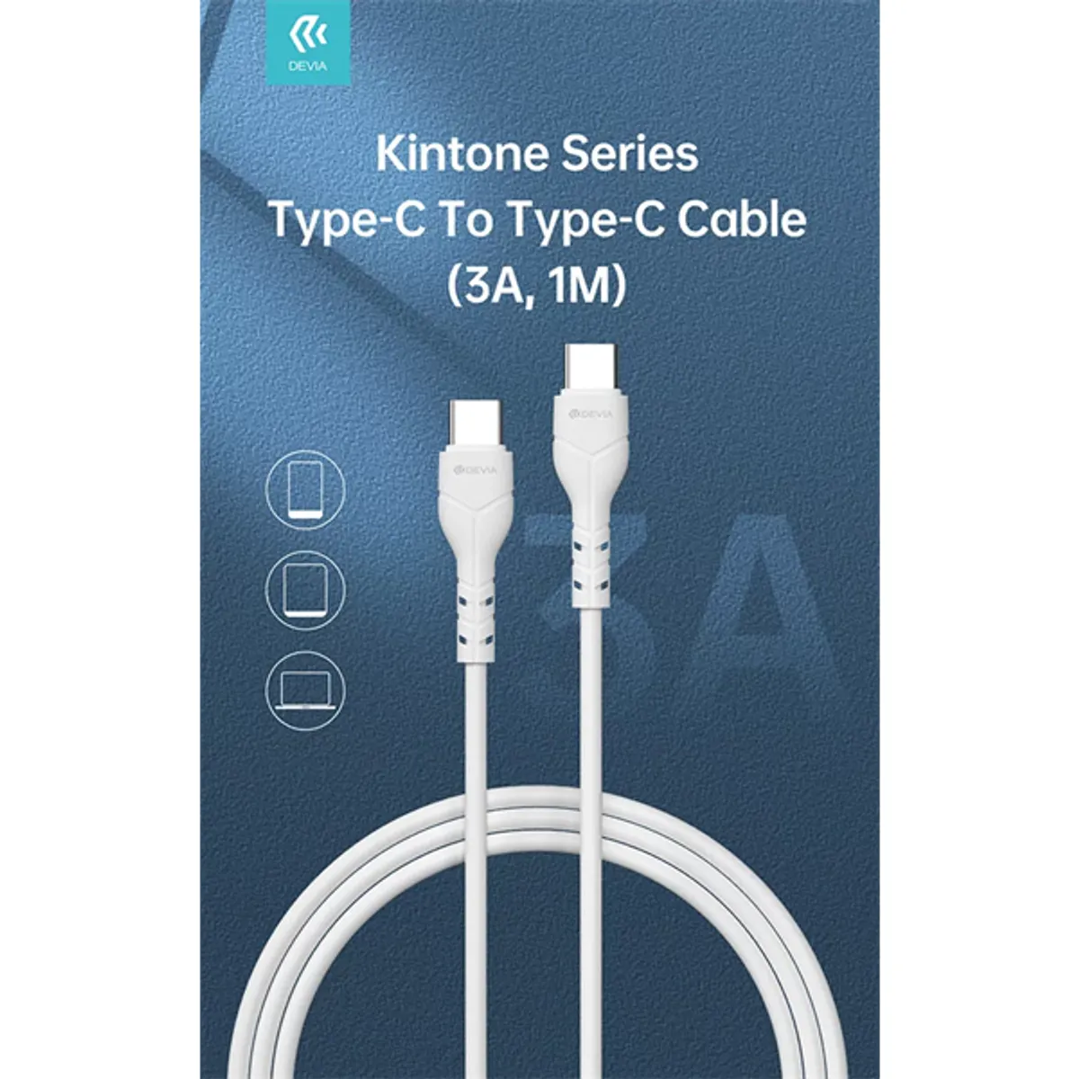Devia ST379543 Kintone series Type-C to Type-C adat- és töltőkábel 1 m fehér 60W #2