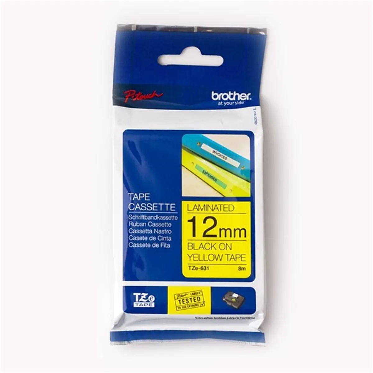 Brother TZE631 TZE631 laminált szalag 12 mm x 8 m Sárga alapon fekete #2