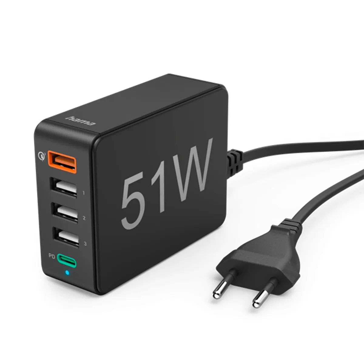 Hama 00201630 5-portos hálózati töltő PD QC3.0 USB-C 51W #1