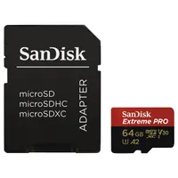 SanDisk 00214503 microSDXC Extreme Pro 64GB A2 U3 C10 V30 adapterrel