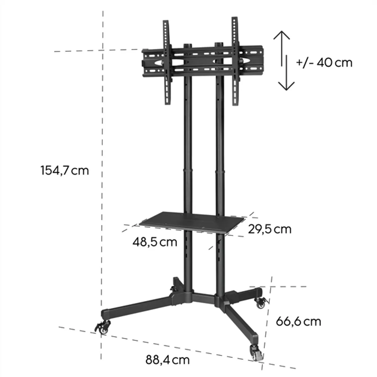 Hama 00220874 FITV gurulós TV-állvány 81-191 cm, 32"-75" TV-átló, VESA 200x200-600x400, 40 kg #2