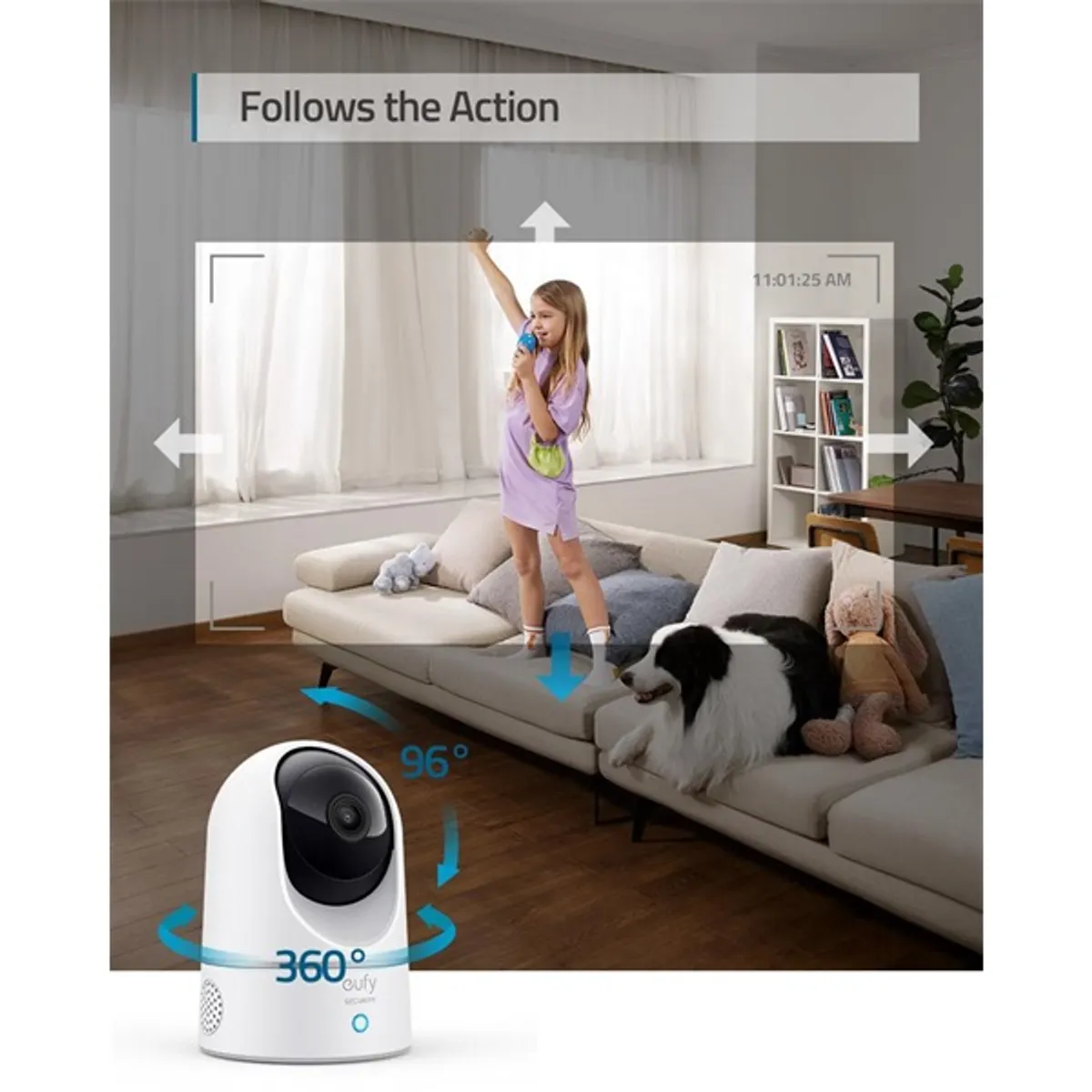 Anker T8410322 Eufy indoor cam 2k pan tilt 360 fokos elfordulás 96 fokos elfordulás beépített mikrofon és hangszóró SD kártya 128 gb-ig #6