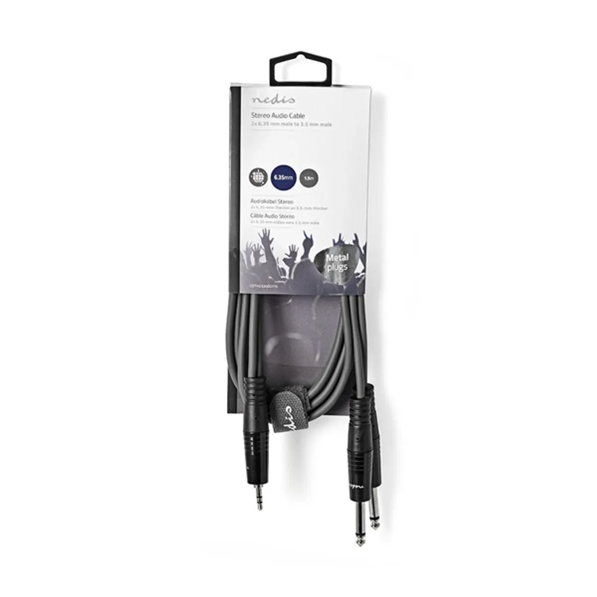 Nedis COTH23200GY15 sztereó audio kábel, 3,5 mm sztereó jack, 2x6,35 mm mono jack, 1,5 m, nikkelezett #3