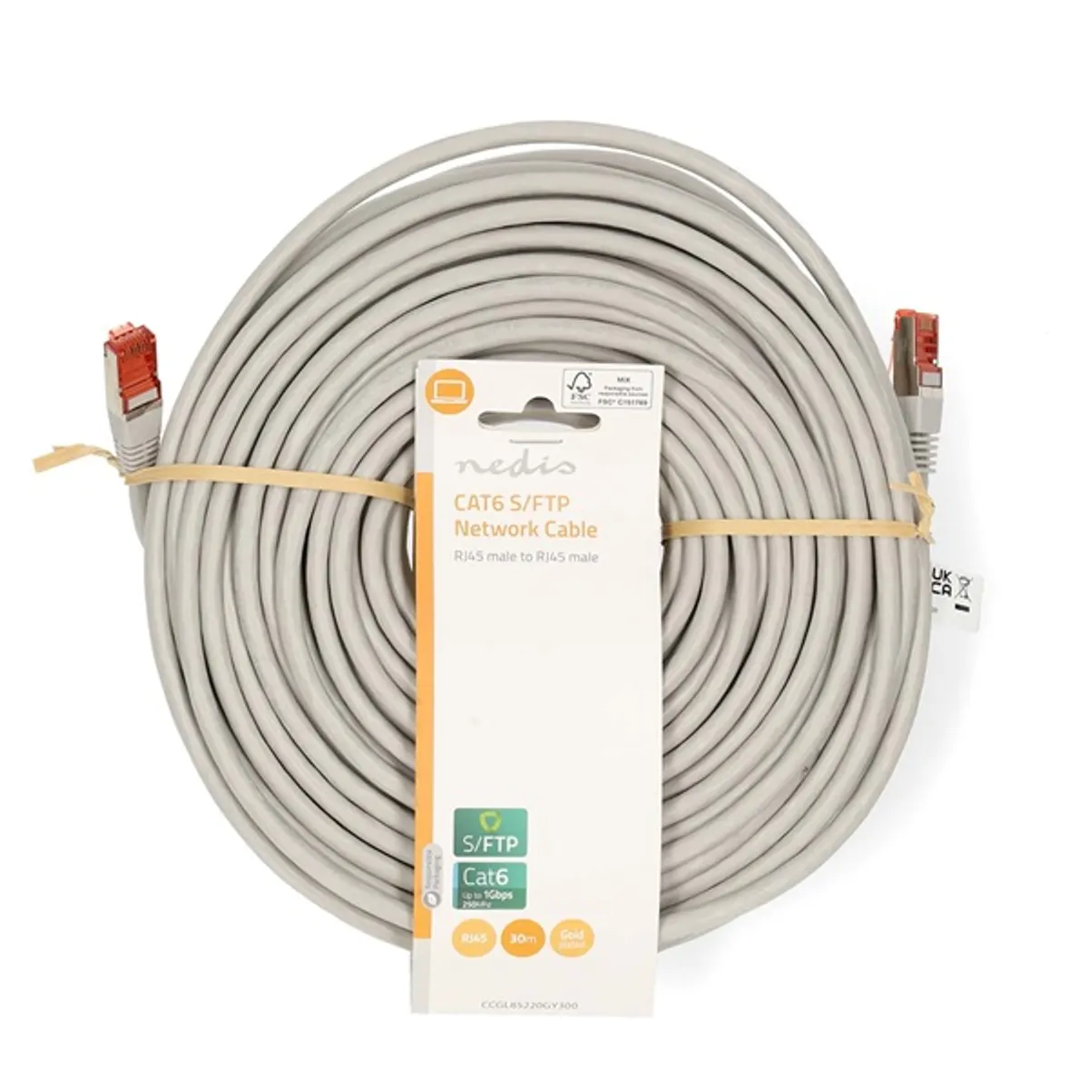 Nedis CCGL85220GY300 Cat6 patch kábel RJ45 aranyozott érintkezők, UTP FTP, 10 100 1000 Mbit s, 30 m, árnyékolt és árnyékolatlan csavart érpárokkal #1