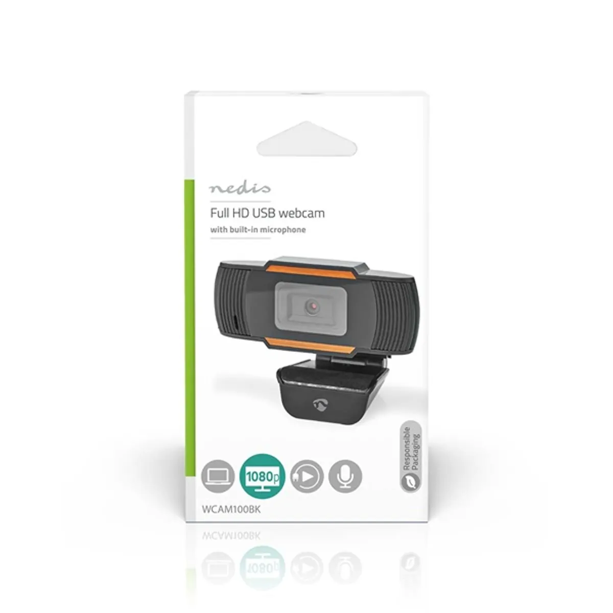 Nedis WCAM100BK webkamera Full HD 1080p, 2 MP, 30fps, Beépített mikrofon, Fix fókusz, 81 fokos látószög, USB 2.0, Plug and play, Csipeszes rögzítés #6
