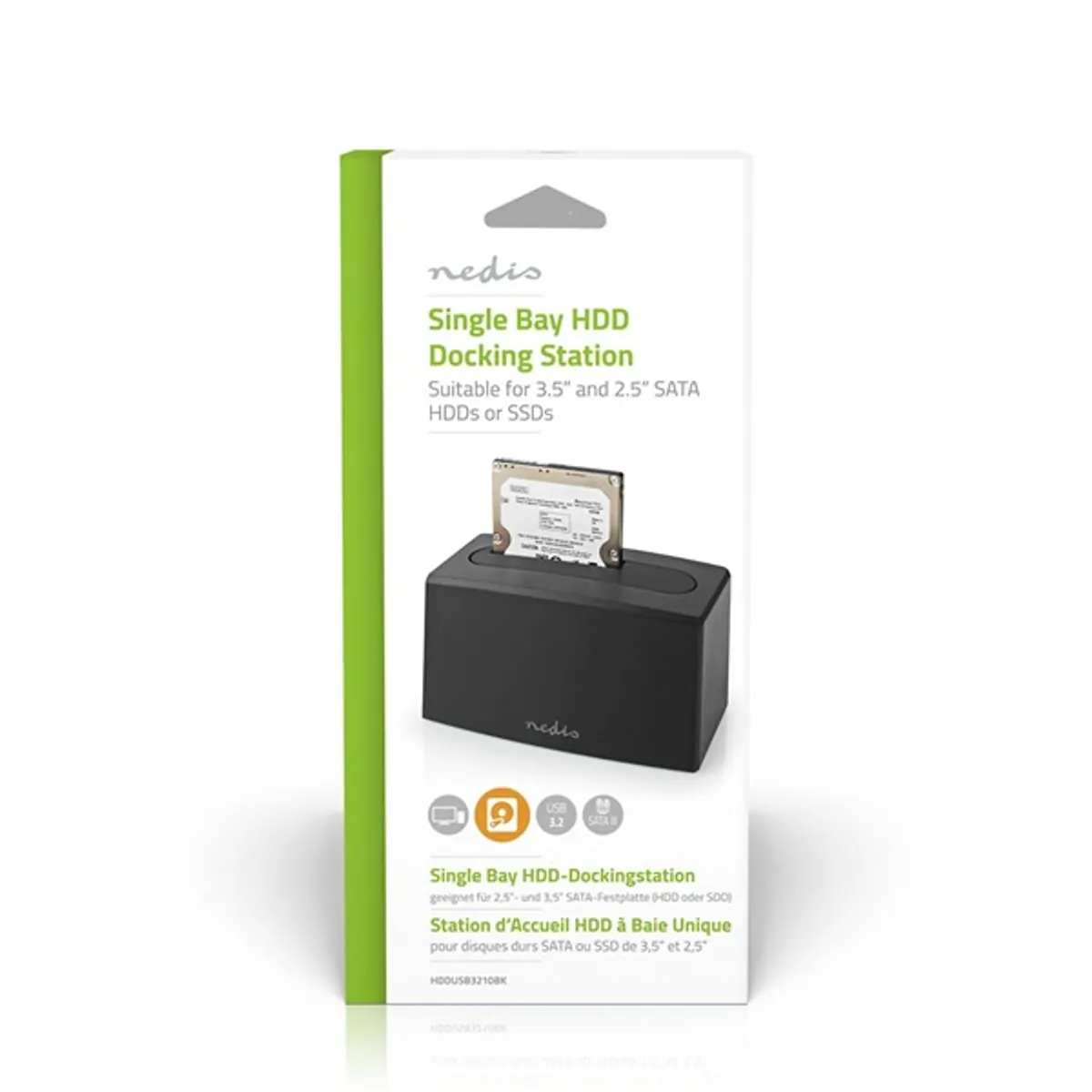Nedis HDDUSB3210BK HDDSSD dokkoló 2 fiókos 2,5"-3,5" SATA USB 3.2 Gen1 #8