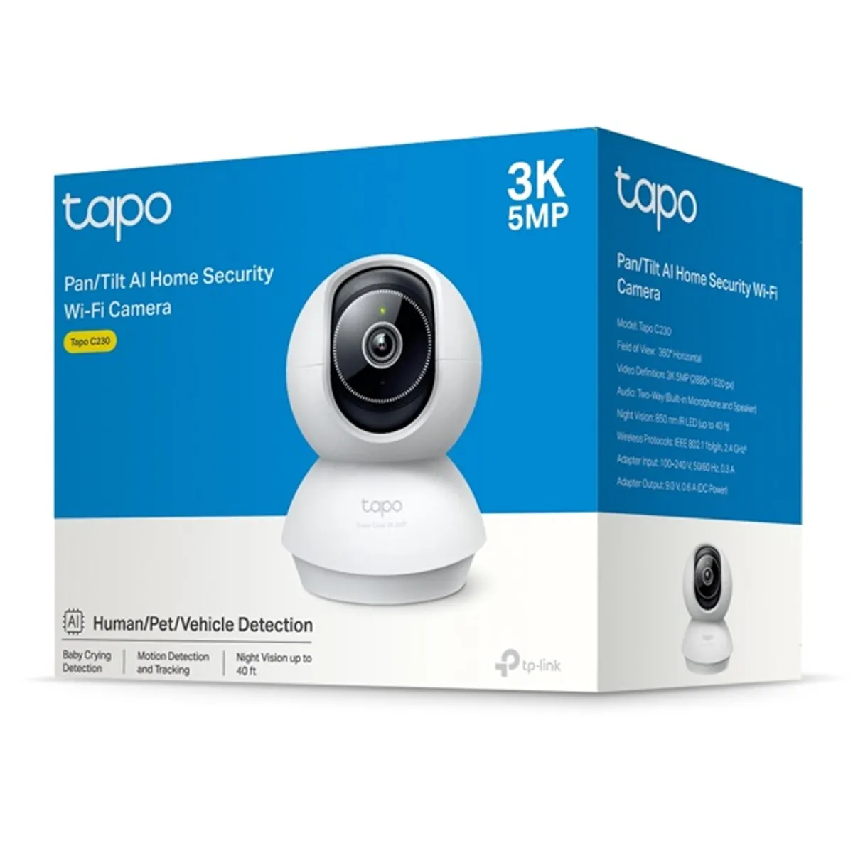 TP-LINK TAPO C230 Tapo C230 Pan Tilt AI beltéri WiFi kamera 3K 2880x1620 12 m éjjellátó 340 fok pásztázás #3