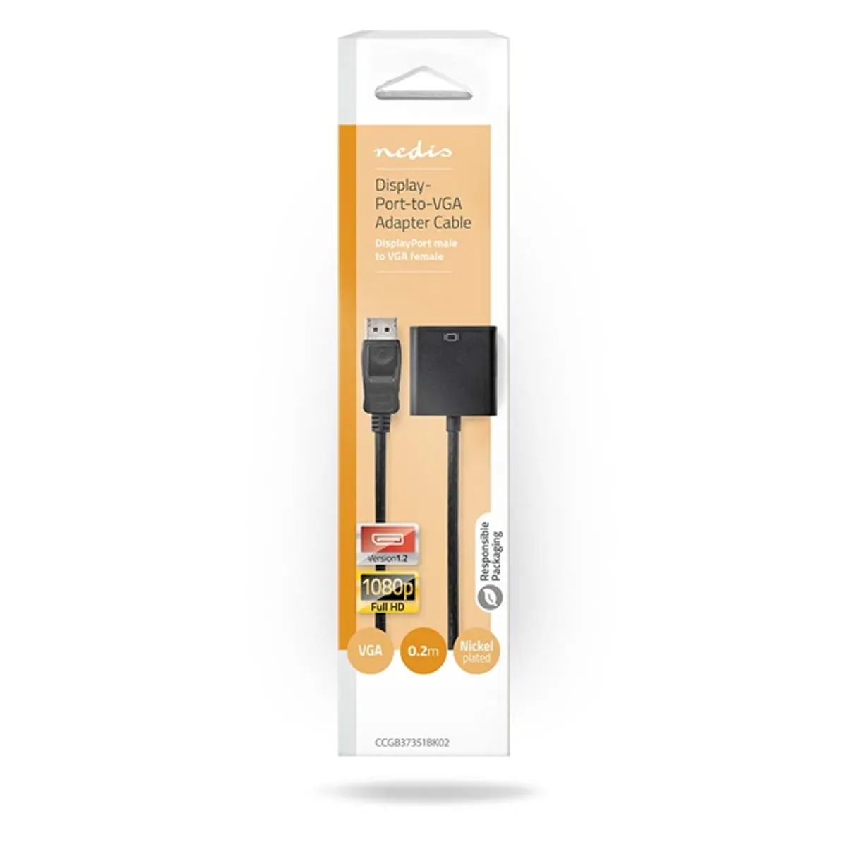 Nedis CCGB37351BK02 DisplayPort - vga kábel 0.2m fekete 1080p #3