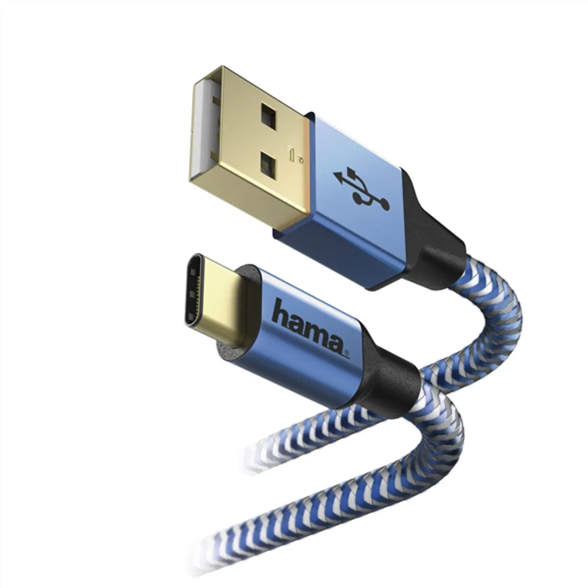 HAMA 00201558 Reflective USB Type-C kábel 1,5m USB 2.0 aranyozott dugasz árnyékolt kék #1