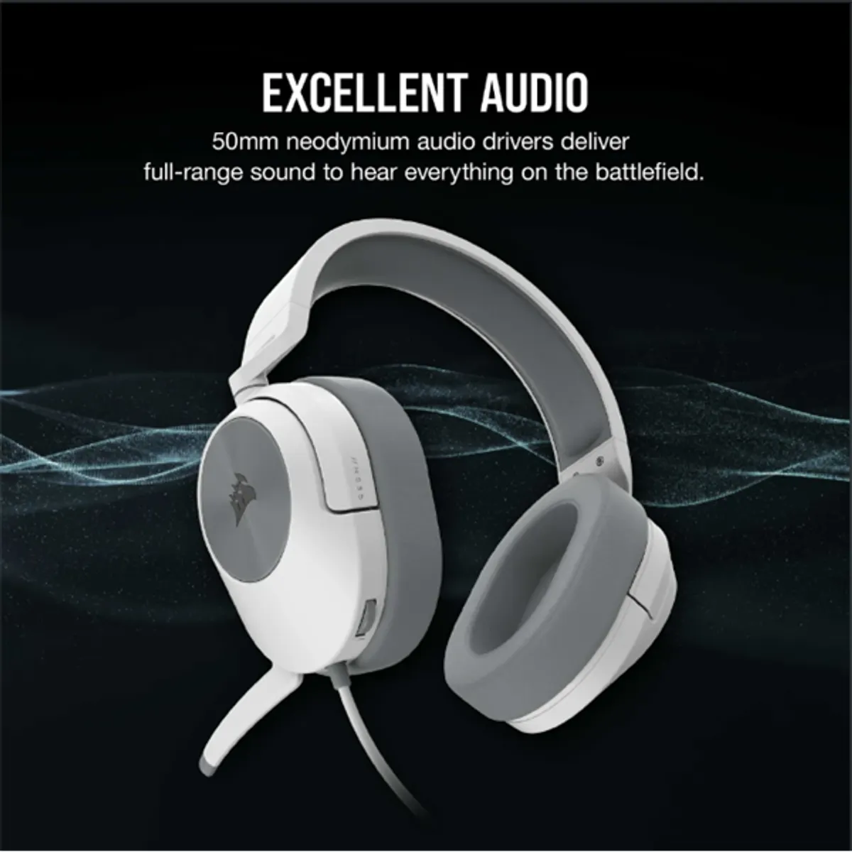CORSAIR CA-9011261-EU HS55 Stereo fejhallgató fehér 50mm neodímium meghajtók #2
