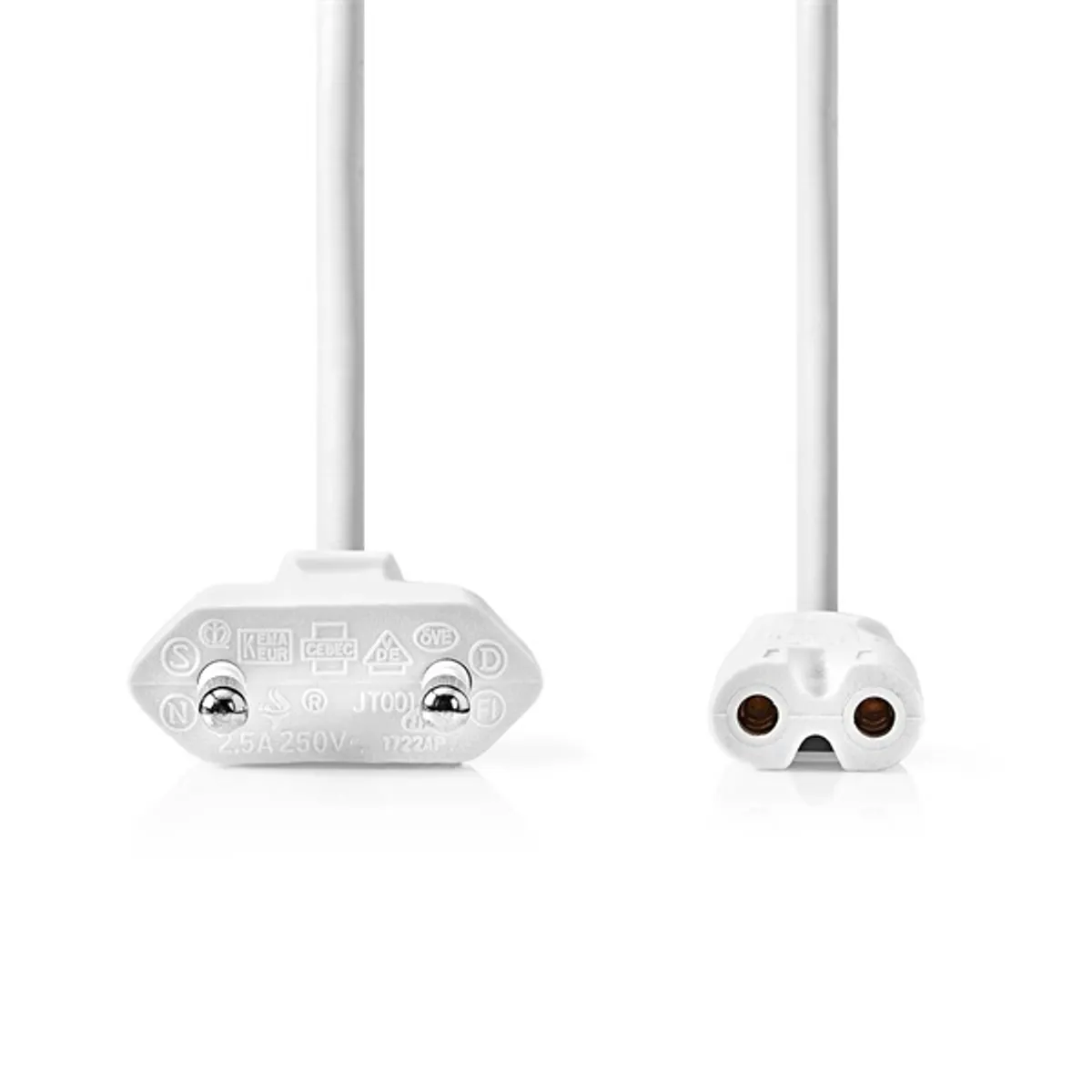 Nedis CEGL11040WT30 tápkábel IEC-320-C7 2x0,75 mm2 3 m fehér #1