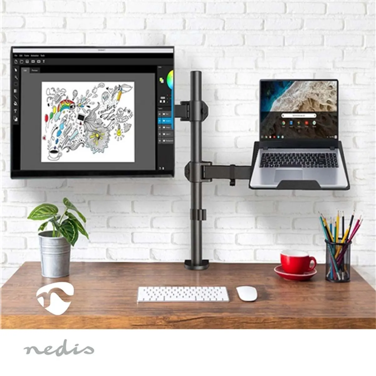 NEDIS MMSISNB110BK asztali monitor tartó konzol és laptop állvány 15"-32" 75x75 100x100 #2