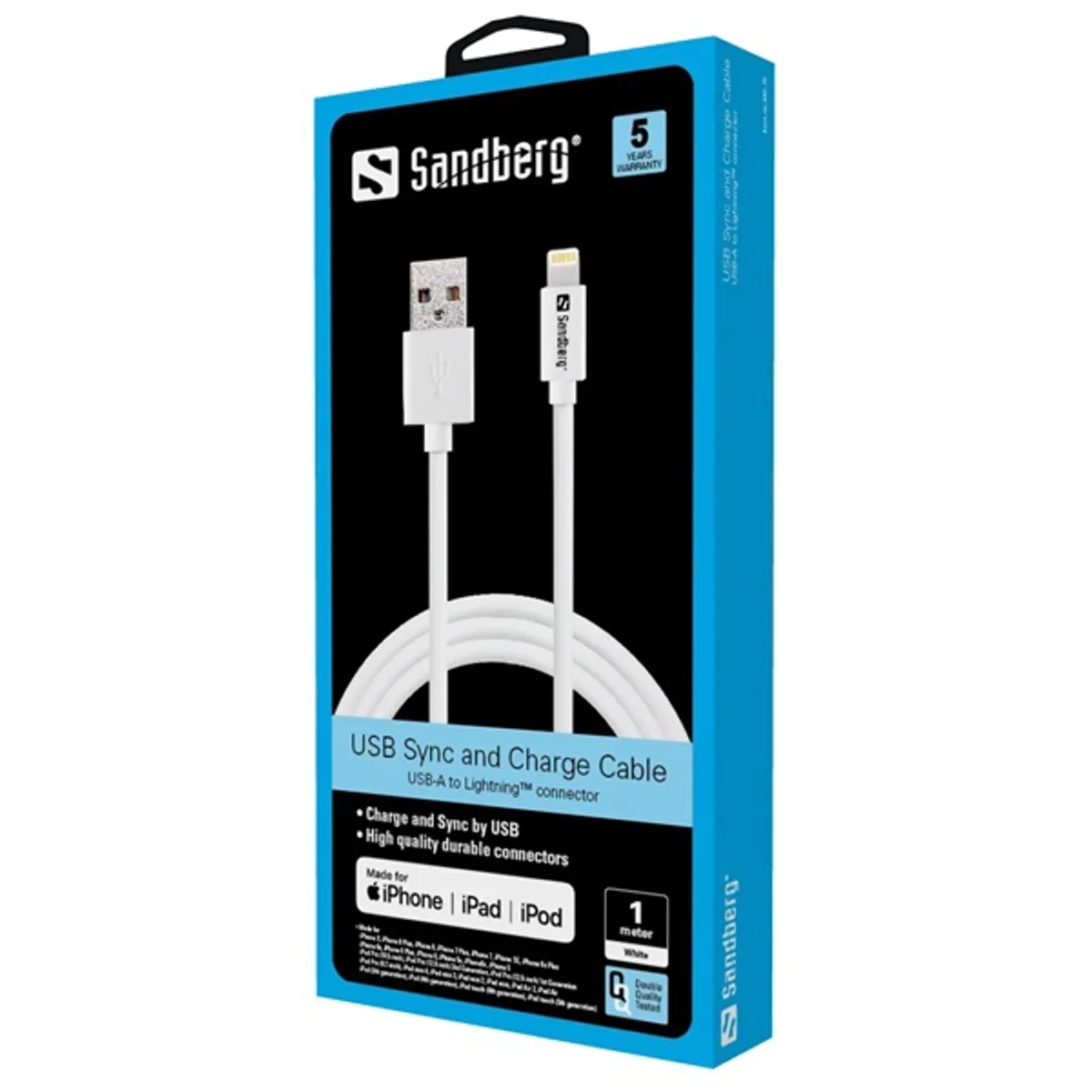 SANDBERG 440-75 Töltőkábel USB-Lightning MFI 1m fehér #2