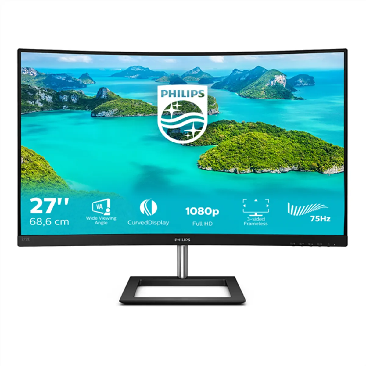 PHI MON 272E1CA/00 monitor 27" VA 1500R 1920x1080 75Hz 4ms HDMI DP D-Sub VESA 100x100 Ívelt képernyő #1