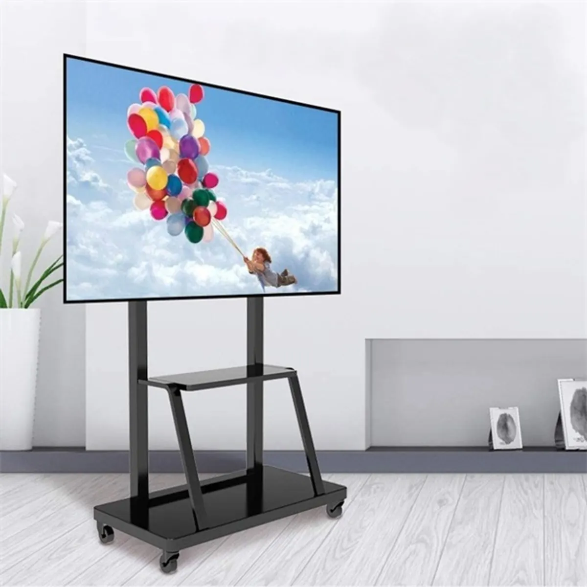 Techly ICA-TR30 mobil tévétartó 55-100" LED LCD, VESA 800x600, max 150 kg, 2 pozícióban állítható magasság, kerekes talp fekete #6